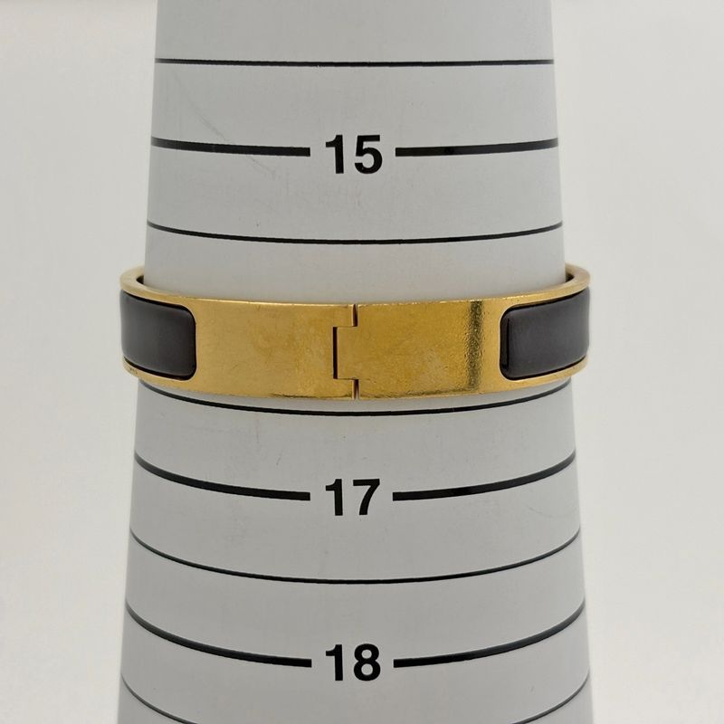 Hermes Clic Enamel Bracelet Clac Bangle Gold Plated Black