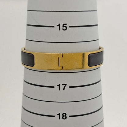 Hermes Clic Enamel Bracelet Clac Bangle Gold Plated Black