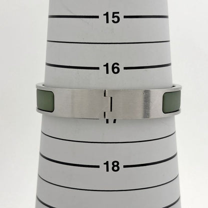 Hermes Click Enamel Bracelet Clic Clac Bangle Silver Plated Green