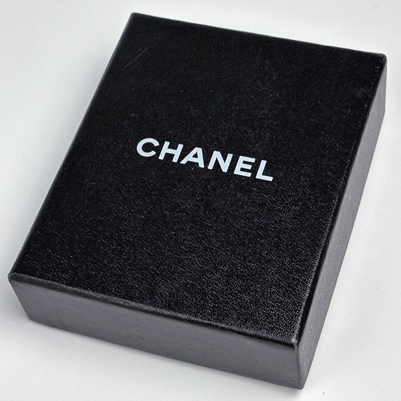 Chanel Faux Pearl Brooch CC Logo Metal Silver Green Black