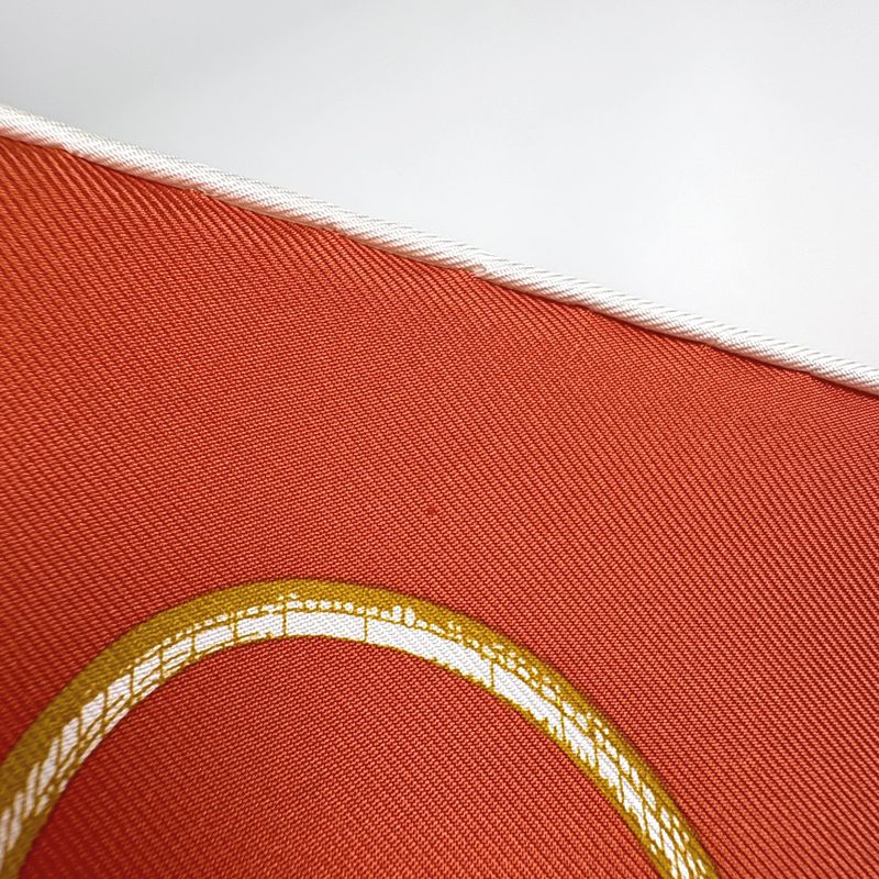 Hermes Carre 90 DO RE Boucles Scarf Silk Orange Multicolor