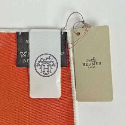 Hermes Carre 90 DO RE Boucles Scarf Silk Orange Multicolor