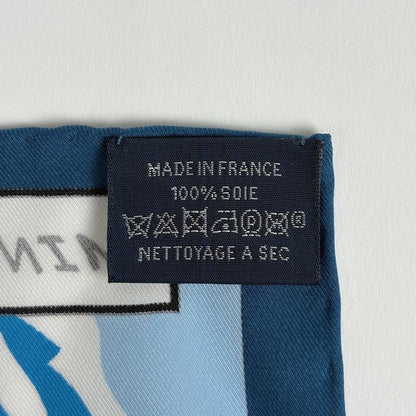 Hermes Carre 70 Minuit AU Faubourg Midnight Scarf Silk Blue Multicolor