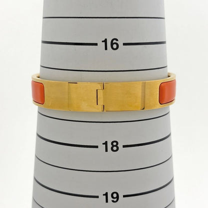 Hermes Clic Enamel Bracelet Clac Bangle Gold Plated Orange