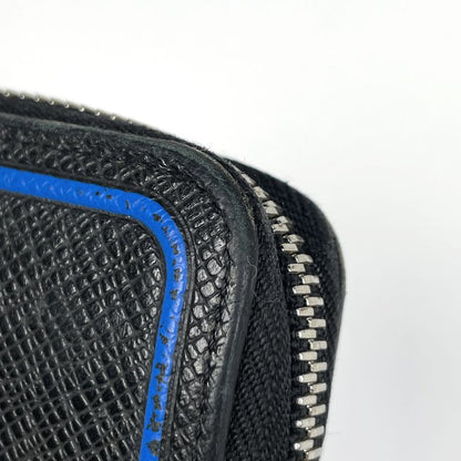 Louis Vuitton Zippy Wallet Vertical Zip Around Taiga Noir Black Blue