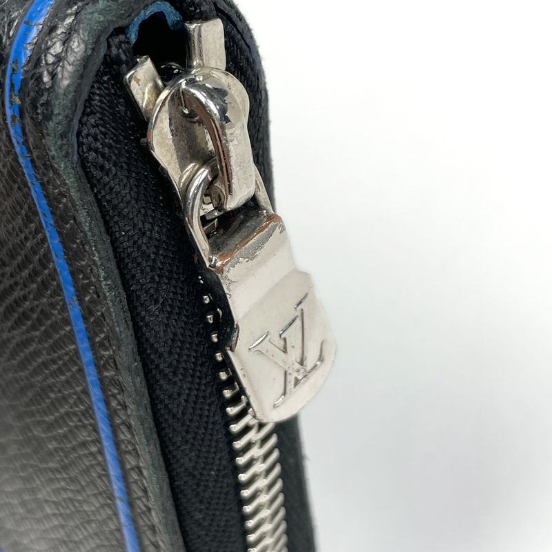Louis Vuitton Zippy Wallet Vertical Zip Around Taiga Noir Black Blue