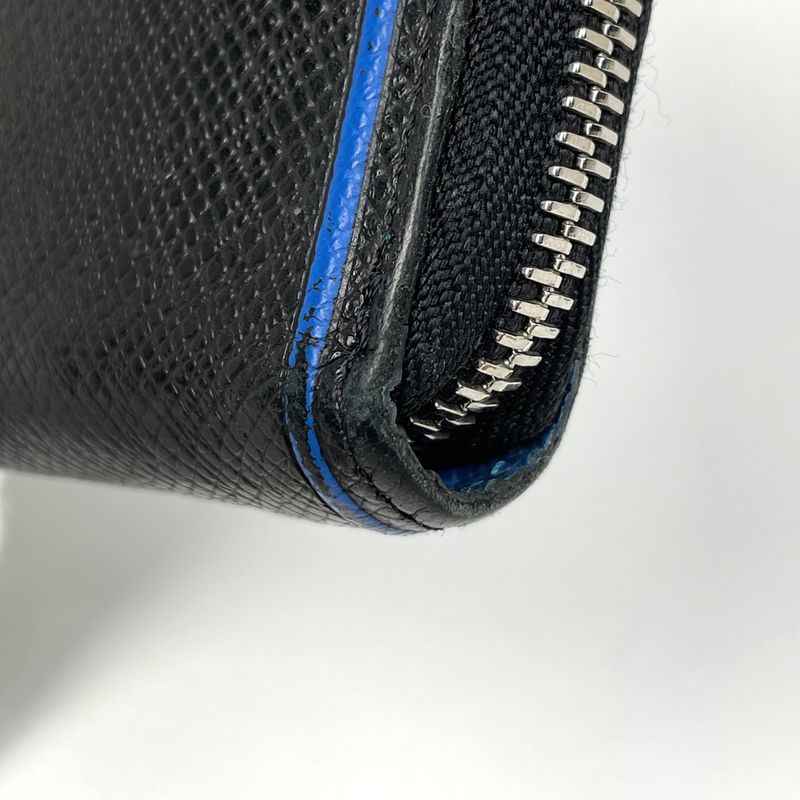 Louis Vuitton Zippy Wallet Vertical Zip Around Taiga Noir Black Blue