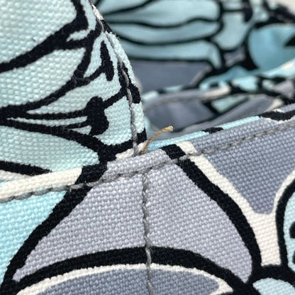 Prada Canapa Tote Floral Pattern Flower 2-Way Shoulder Bag Canvas Light Blue
