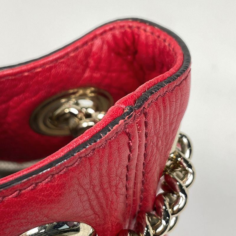 Gucci Sohot Tote Fringe Interlocking Leather Red