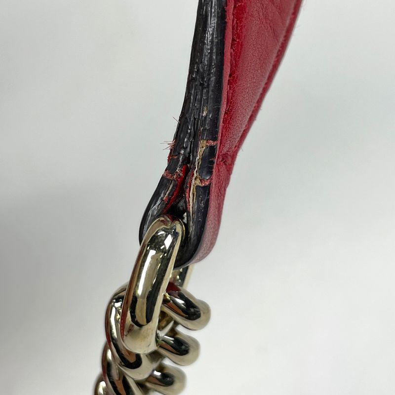 Gucci Sohot Tote Fringe Interlocking Leather Red