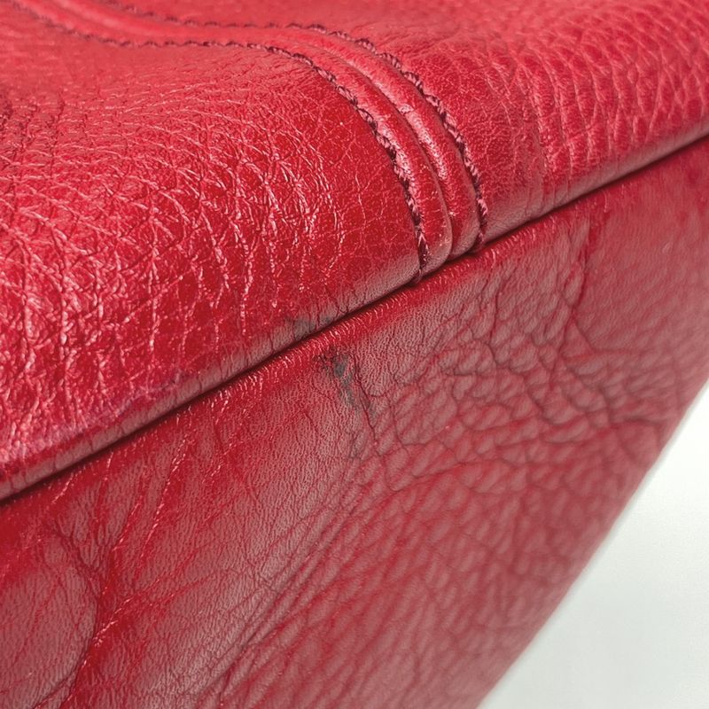 Gucci Sohot Tote Fringe Interlocking Leather Red