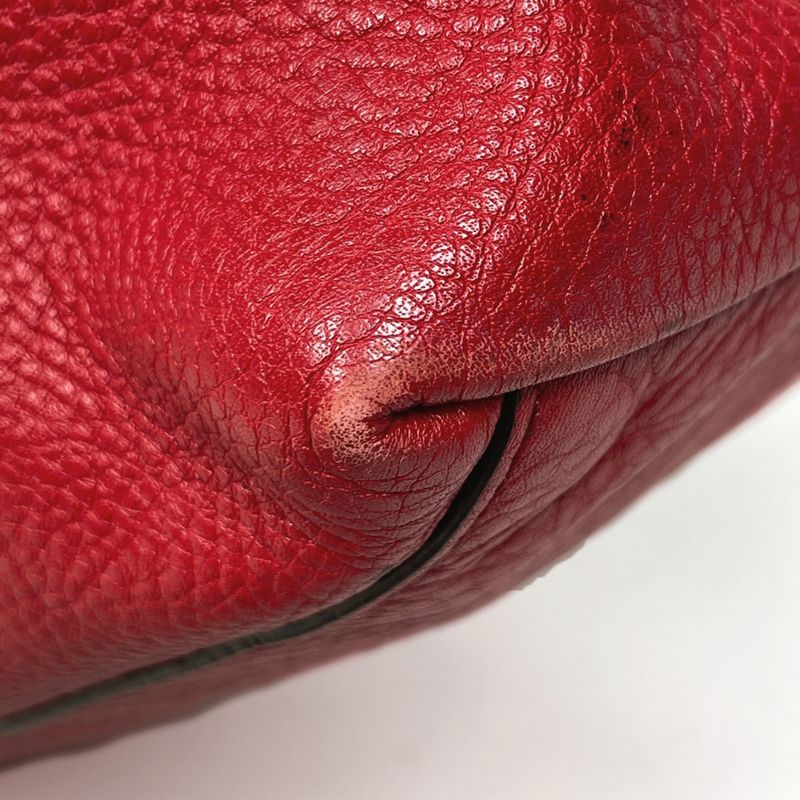 Gucci Sohot Tote Fringe Interlocking Leather Red