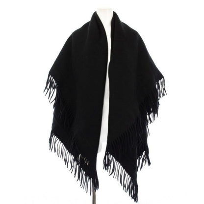 Hermes Shawl Scarf Fringe Wool Cashmere Blend Black YT