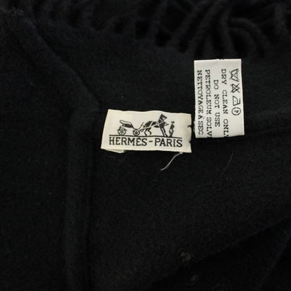 Hermes Shawl Scarf Fringe Wool Cashmere Blend Black YT