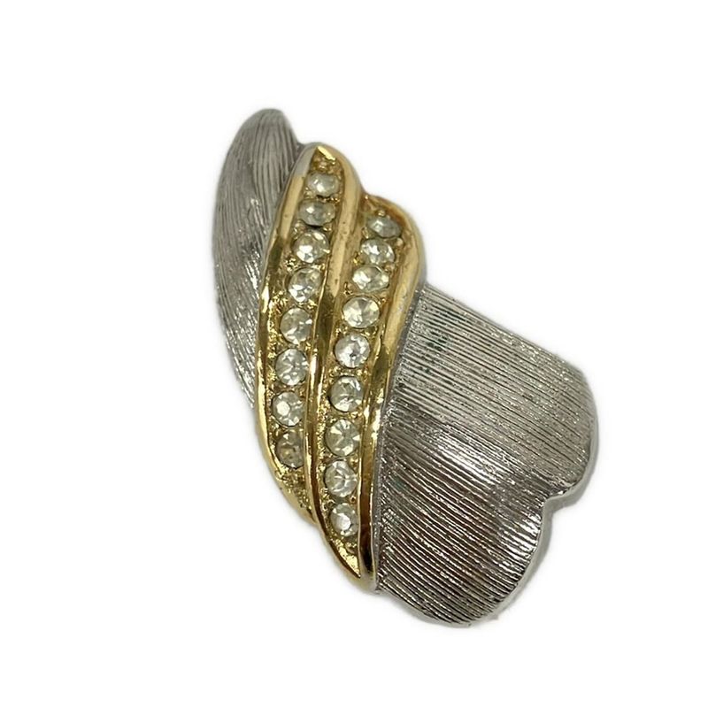 Dior Earrings Silver Gold Clear Line Stone