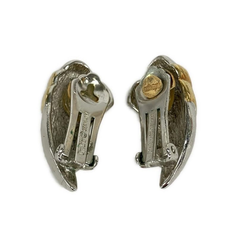 Dior Earrings Silver Gold Clear Line Stone