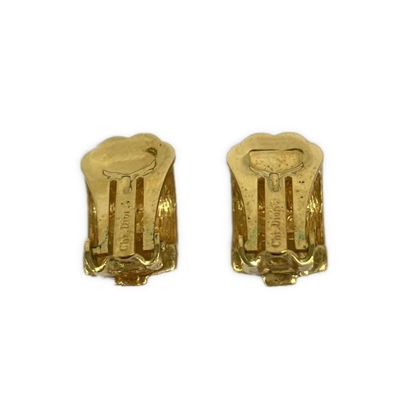Dior Earrings Gold Clear Line Stone