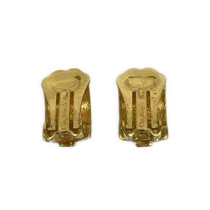 Dior Earrings Gold Clear Line Stone