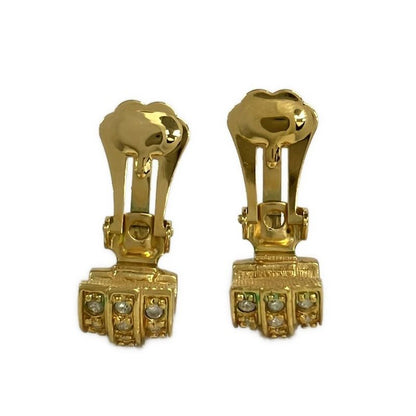 Dior Earrings Gold Clear Line Stone
