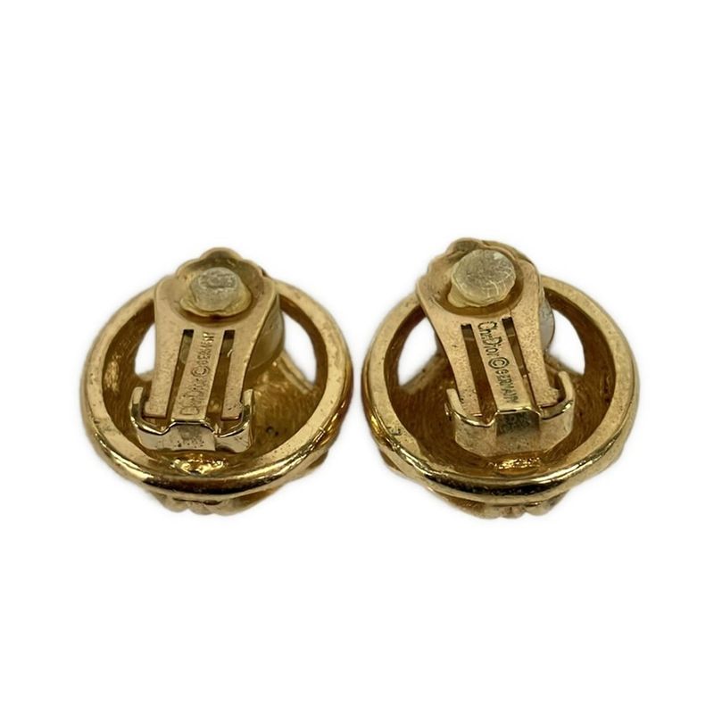 Dior Earrings Gold Line Stone Clear
