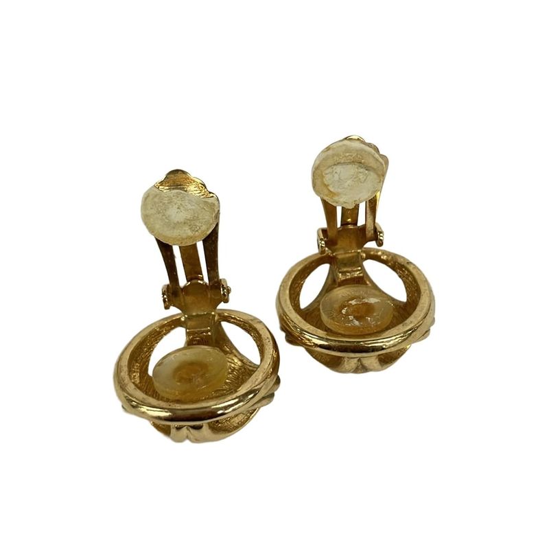 Dior Earrings Gold Line Stone Clear