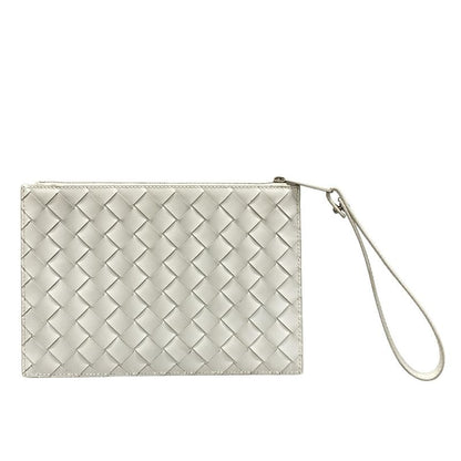Bottega Veneta Wristlet Intrecciato White Leather Vanity Bag