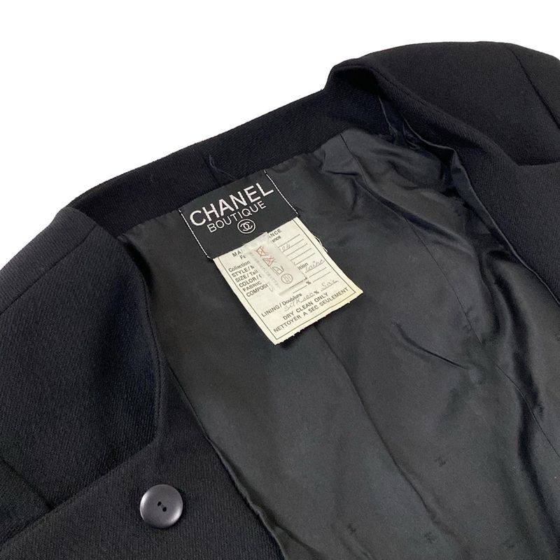 Chanel Skirts Black CC Logo Button Wool Dress
