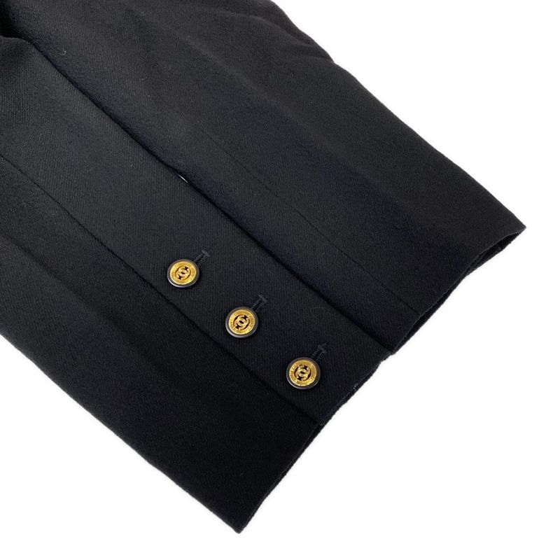 Chanel Skirts Black CC Logo Button Wool Dress