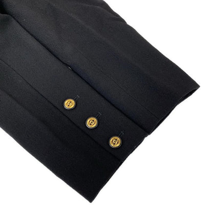 Chanel Skirts Black CC Logo Button Wool Dress