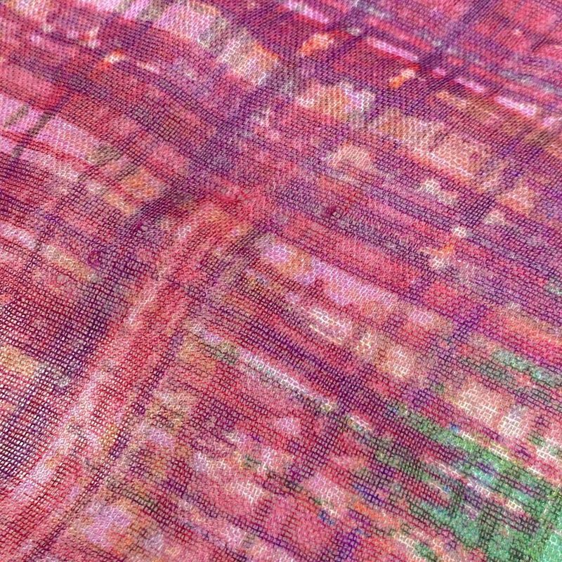 Chanel Shawl Purple Green Multi Cashmere Silk Scarf
