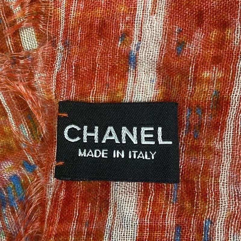 Chanel Shawl Purple Green Multi Cashmere Silk Scarf