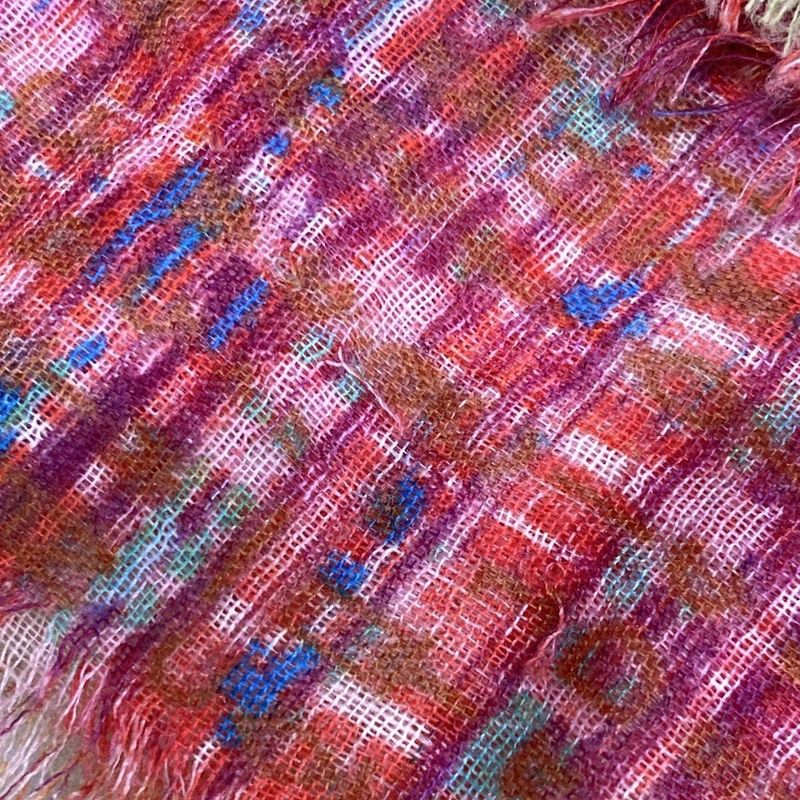 Chanel Shawl Purple Green Multi Cashmere Silk Scarf