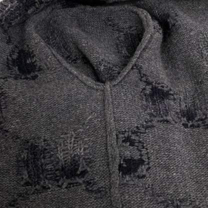 Gucci Cardigan L Gray Dark Long Sleeve GG Pattern Wool