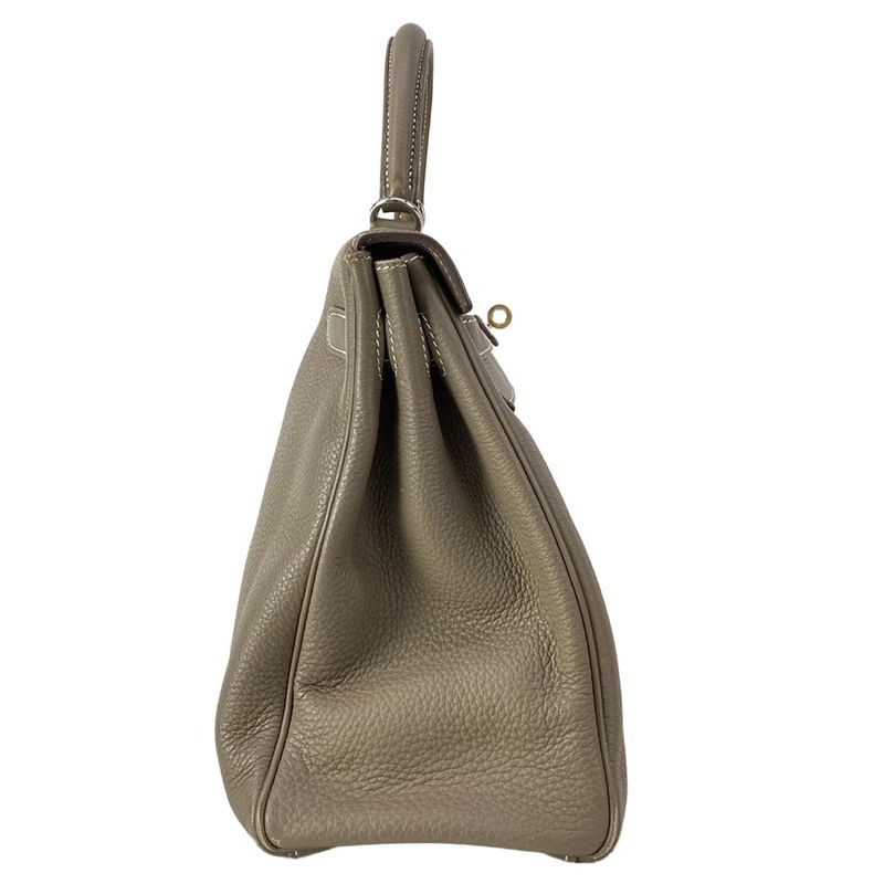 Hermes Handbag Kelly 32 Etoupe Silver