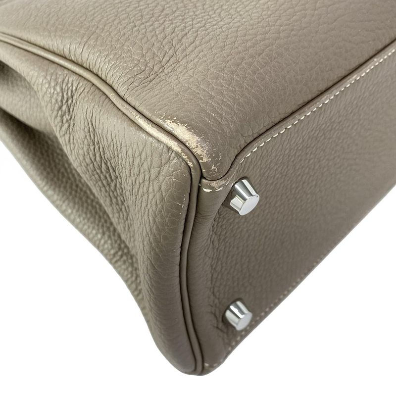 Hermes Handbag Kelly 32 Etoupe Silver