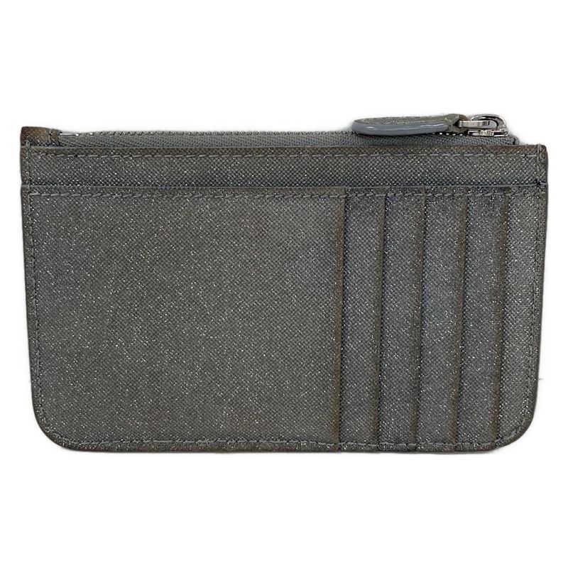 Balenciaga Coin Case Gray Glitter Fragment Card Leather
