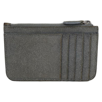 Balenciaga Coin Case Gray Glitter Fragment Card Leather