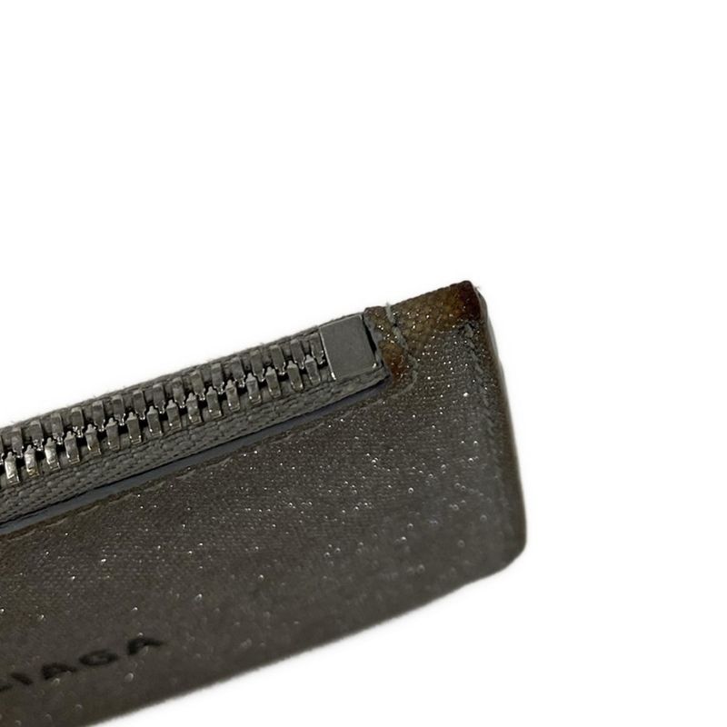 Balenciaga Coin Case Gray Glitter Fragment Card Leather