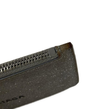 Balenciaga Coin Case Gray Glitter Fragment Card Leather