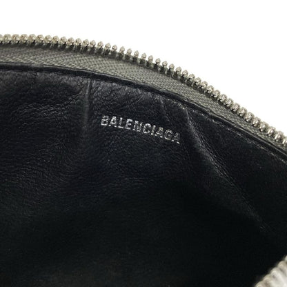 Balenciaga Coin Case Gray Glitter Fragment Card Leather
