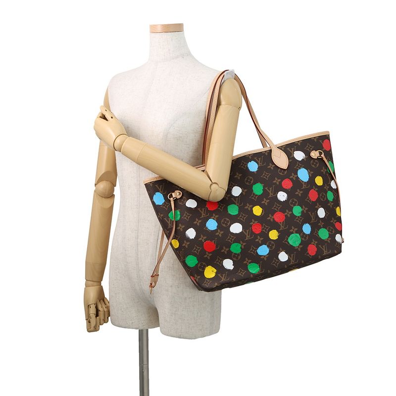 Louis Vuitton Tote Monogram Painted Dot LV YK Neverfull MM Shoulder Bag