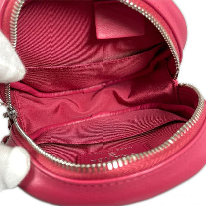 Chanel CC Logo Round Chain Quilted Mini Shoulder Bag Pink