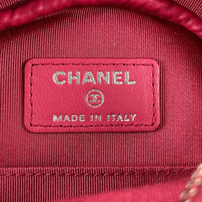 Chanel CC Logo Round Chain Quilted Mini Shoulder Bag Pink
