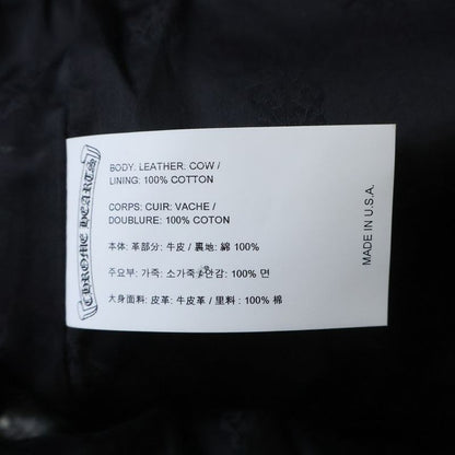 Chrome Hearts Devil Dog Lthr Cross Button Leather Long Pants Black