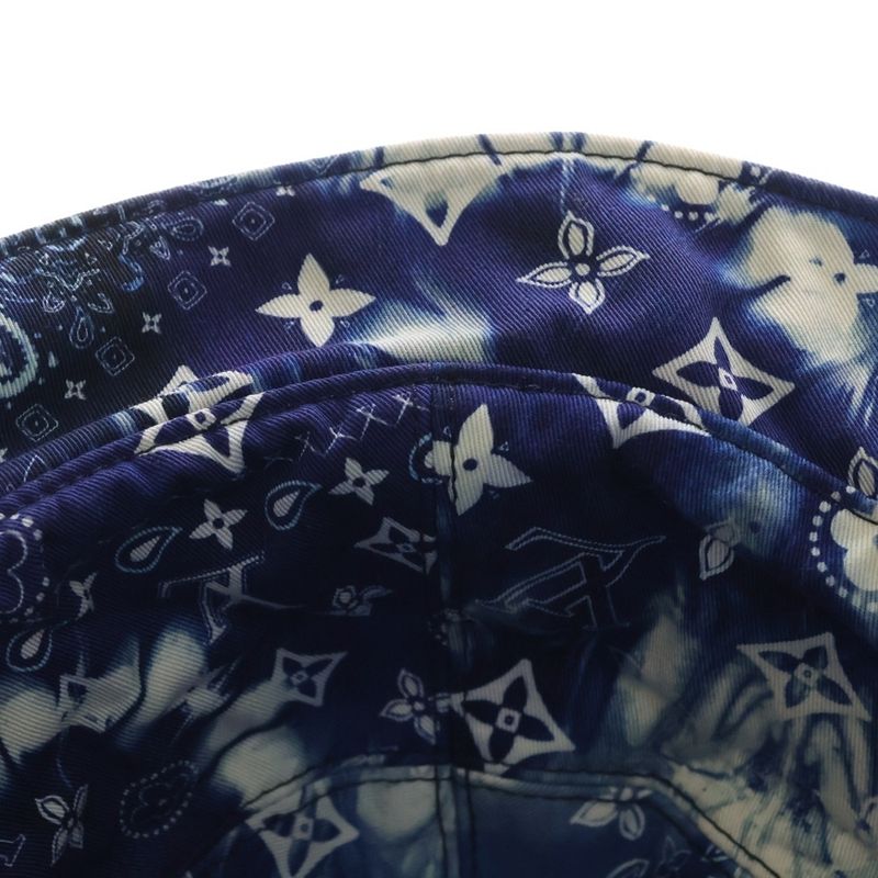 Louis Vuitton Bonnet Monogram Paisley Logo Embroidery Reversible Bucket Navy