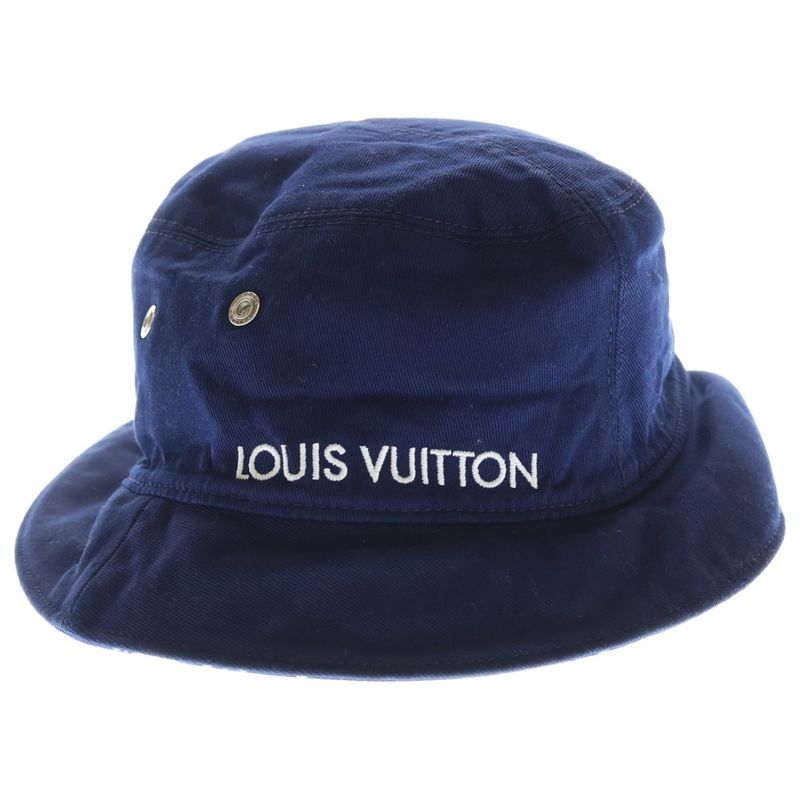 Louis Vuitton Bonnet Monogram Paisley Logo Embroidery Reversible Bucket Navy