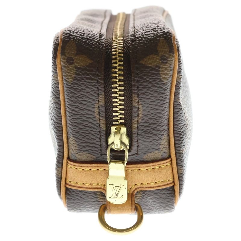 Louis Vuitton Monogram Trousse Wapiti Pouch Case Brown Leather Gold