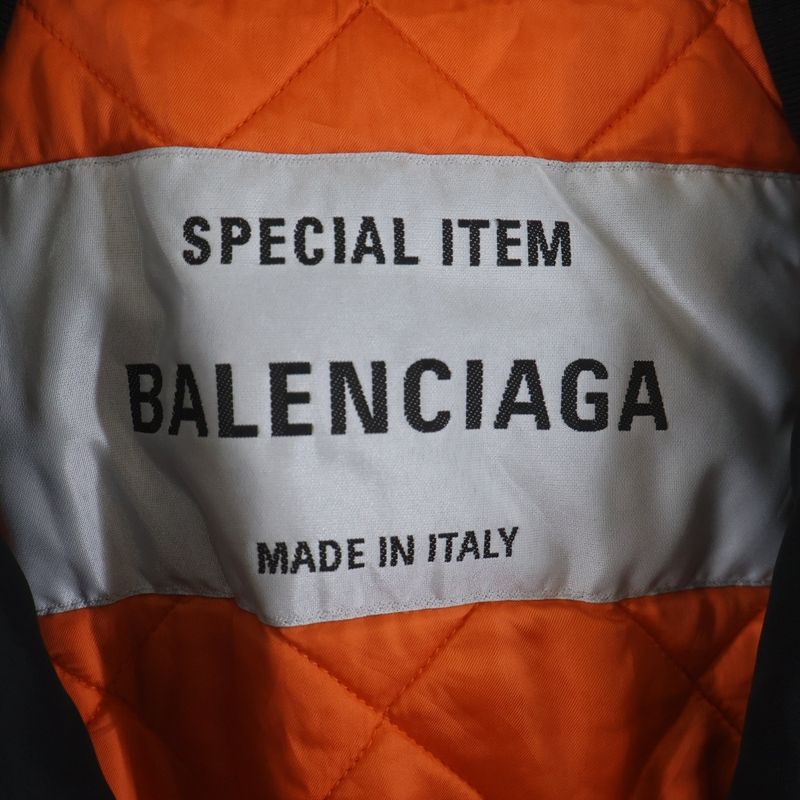 Balenciaga Nasa Zip Up Oversized Bomber Jacket Black
