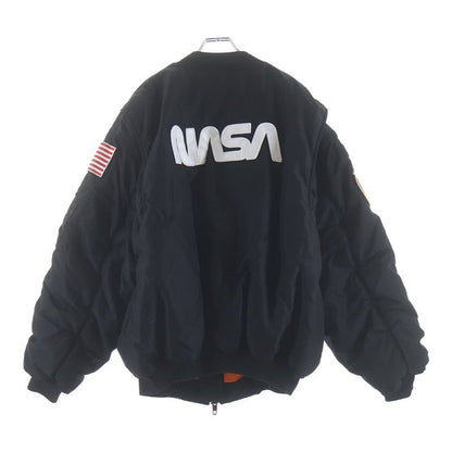 Balenciaga Nasa Zip Up Oversized Bomber Jacket Black