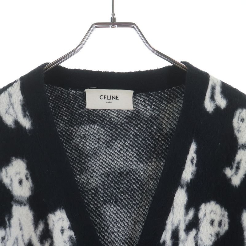 Celine Amy Dorian Jacquard All Over Pattern Cardigan Black
